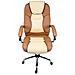 Poltrona Presidenziale Imbottita In Ecopelle Per Ufficio E Studio Professionale Modello Mou Ergonomica Bicolore Beige E Marrone - Foto miniatura 3