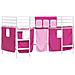 Struttura del Letto Loft per Bambini con Tendine Bianco e Rosa - Foto miniatura 4
