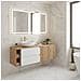 Mobile sottolavabo, Marrone e beige, 160 cm, Con piano d'appoggio, 2 cassetti, MDF, 2 ante, Ripiano integrato, MODERNO - Foto miniatura 2