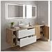 Mobile sottolavabo, Marrone e beige, 160 cm, Con piano d'appoggio, 2 cassetti, MDF, 2 ante, Ripiano integrato, MODERNO - Foto miniatura 5