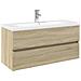 Set Mobili Da Bagno 2 Pz In Ceramica E Legno Multistrato - Foto miniatura 2