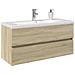 Set Mobili Da Bagno 2 Pz In Ceramica E Legno Multistrato - Foto miniatura 1