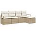 Set Divano da Giardino con cuscino 5 pcs Beige e Crema - Foto miniatura 1