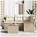 Set Divano da Giardino con cuscino 5 pcs Beige Poly Rattan - Foto miniatura 3