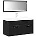 Set di Mobili da Bagno con porta 3 pcs Rovere Nero 90x38.5x46cm - Foto miniatura 1