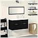Set di Mobili da Bagno con porta 3 pcs Rovere Nero 90x38.5x46cm - Foto miniatura 2