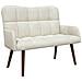 Sofa a Due Posti Crema 115 x 61 x 87 cm Velluto - Foto miniatura 1