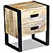 Tavolino Con 2 Cassetti In Solido Legno Di Mango 43x33x51 Cm - Foto miniatura 2