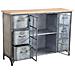 Mobile Credenza Da Interno Bar Pub Interamente In Ferro Con Piano In Legno 6 Cassetti E 2 Ante Centrali Linea Industrial - Foto miniatura 2