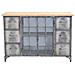 Mobile Credenza Da Interno Bar Pub Interamente In Ferro Con Piano In Legno 6 Cassetti E 2 Ante Centrali Linea Industrial - Foto miniatura 4