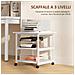 Carrello Porta Stampante A 3 Ripiani Con 4 Ruote, Legno E Acciaio, 50x50x52.5cm, Bianco - Foto miniatura 4