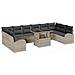 Set di divani da giardino  da 11 pezzi con cuscini grigio chiaro in rattan sintetico, Divano da giardino a 2 posti  con vano portaoggetti e cuscini grigio chiaro in rattan sintetico - Foto miniatura 1