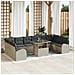 Set di divani da giardino  da 11 pezzi con cuscini grigio chiaro in rattan sintetico, Divano da giardino a 2 posti  con vano portaoggetti e cuscini grigio chiaro in rattan sintetico - Foto miniatura 2