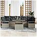 Set divani da giardino 8 pezzi  con cuscini grigio chiaro polyrattan, Divano giardino 2 posti  con cuscini grigio polyrattan - Foto miniatura 3