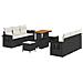 Set Divano da Giardino  9 Pezzi con Cuscini Rattan Polimerico Nero Acacia, Set da Pranzo da Giardino  3 Pezzi con Cuscini Rattan Polimerico Nero Acacia - Foto miniatura 1