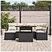 Set divano da giardino 7 pezzi con cuscini Nero Polyrattan Acacia, Divano da giardino 2 posti con cuscini Nero Polyrattan - Foto miniatura 3