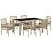 Set da pranzo per giardino 7 pezzi con cuscini in polirattan beige - Foto miniatura 1