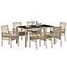 Set da pranzo per giardino 7 pezzi con cuscini in polirattan beige - Foto miniatura 3