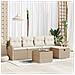 Set Divano da Giardino con cuscino 6 pcs Beige Poly Rattan - Foto miniatura 2