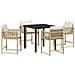 Set da Pranzo per Giardino 5 pcs Beige polyrattan - Foto miniatura 1
