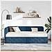 Cornice del letto ad angolo Blu 90 x 200 cm Tessuto - Foto miniatura 4