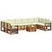Set divani 11 pcs Naturale e Crema Legno di Acacia Massello - Foto miniatura 3