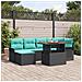 Set Divano da Giardino con cuscino 7 pcs Nero e blu - Foto miniatura 2