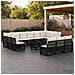 Set Divano da Giardino 14 pz Nero e Bianco Crema polyrattan - Foto miniatura 10