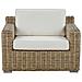 Set Di 2 Poltrone Da Giardino Rattan Marrone Chiaro Cuscini Bianco Crema Ardea - Foto miniatura 3