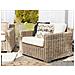 Set Di 2 Poltrone Da Giardino Rattan Marrone Chiaro Cuscini Bianco Crema Ardea - Foto miniatura 4