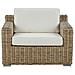 Set Di 2 Poltrone Da Giardino Rattan Marrone Chiaro Cuscini Bianco Crema Ardea - Foto miniatura 7