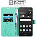 Cadorabo Custodia Compatibile Con Huawei P9 Lite In Turchese Fiore - Coperchio Protettivo In Design Floreale Con Chiusura Magnetica, Funzione Stand E Slot Per Carte - Foto miniatura 3