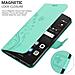 Cadorabo Custodia Compatibile Con Huawei P9 Lite In Turchese Fiore - Coperchio Protettivo In Design Floreale Con Chiusura Magnetica, Funzione Stand E Slot Per Carte - Foto miniatura 5