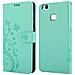 Cadorabo Custodia Compatibile Con Huawei P9 Lite In Turchese Fiore - Coperchio Protettivo In Design Floreale Con Chiusura Magnetica, Funzione Stand E Slot Per Carte - Foto miniatura 8