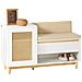 Scarpiera In Rattan Da Ingresso, Scarpiera Con Vano Contenitore, Scarpiera Decorativa Portascarpe Con Panca In Legno, 100x35x60cm Fsr128-w - Foto miniatura 1