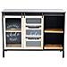 Mobile Credenza Madia Da Interno Bar Pub Interamente In Ferro Con 2 Ante Laterali E 3 Cassetti Centrali In Legno Linea Industrial - Foto miniatura 5