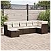 Set Divani da Giardino 7 pz con Cuscini Marrone in Polyrattan - Foto miniatura 2