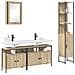 Set di mobili per il bagno con lo scaffale 4 pcs rovere sonoma - Foto miniatura 3
