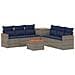 Set di divani 8 pz Grigio e Blu Navy Rattan sintetico e Acciaio - Foto miniatura 1