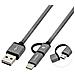 COO-CAB-U2MC-GR Cavo USB 1 m USB A USB C / Micro-USB B Maschio Grigio - Foto miniatura 3