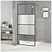 Parete Doccia Walk In Nera 90x195 Cm Vetro Semi Smerigliato Esg - Foto miniatura 1
