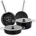 Ares Set Di Pentole Induzione 6-piece Antiaderente Casseruoli, Padelle Design Vintage Nero - Foto miniatura 1