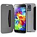Cust. Ecopelle Smg Galaxy S 5 / S 5 Plus / S 5 NEO Flip Oriz. +Vano Per Carta Retro Trasp. Nero - Foto miniatura 1