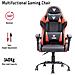 Gaming Chair RHOMBUS PF10- PVC, Doppio Cuscino, Schienale Reclinabile, Nero Rosso - Foto miniatura 4