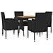 Set Da Pranzo Per Giardino 5 Pz In Polyrattan Nero - Foto miniatura 2