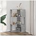 Libreria Angolare 3 Ripiani Grigio Cemento 50x50x102 Cm Legno - Foto miniatura 3