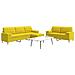 Set Divani 3 pz con Poggiapiedi e Cuscini Giallo Chiaro Tessuto - Foto miniatura 2