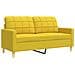 Set Divani 3 pz con Poggiapiedi e Cuscini Giallo Chiaro Tessuto - Foto miniatura 4