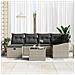 Set di divani da giardino in 7 pezzi con cuscini grigio chiaro in rattan polimero - Foto miniatura 3