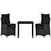 Set da Pranzo per Giardino 3 pcs Nero polyrattan - Foto miniatura 7
